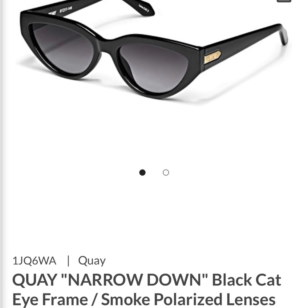 Quay Australia Black Cat Eye Sunglasses with Smoke Polarized Lenses